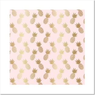 Pink & Gold Pineapples Pattern Posters and Art